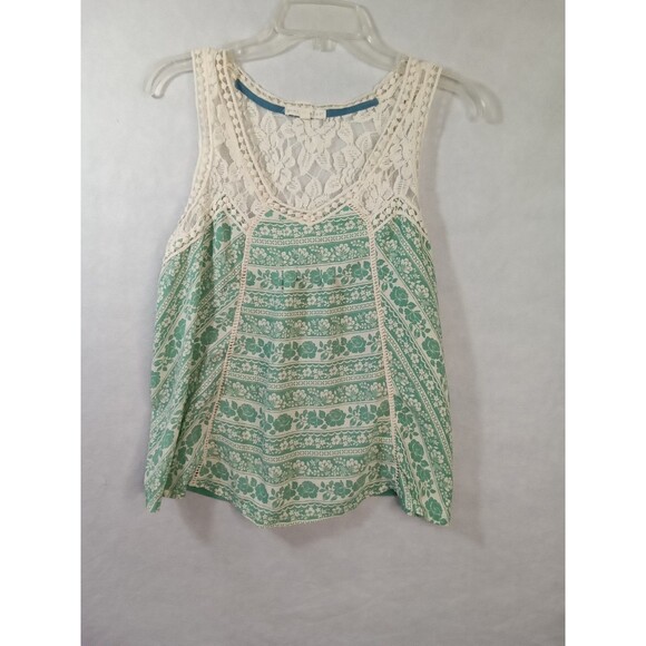 Hint‎ Of Mint Women Medium Green Floral Lace Floral Tank Top - Picture 6 of 12